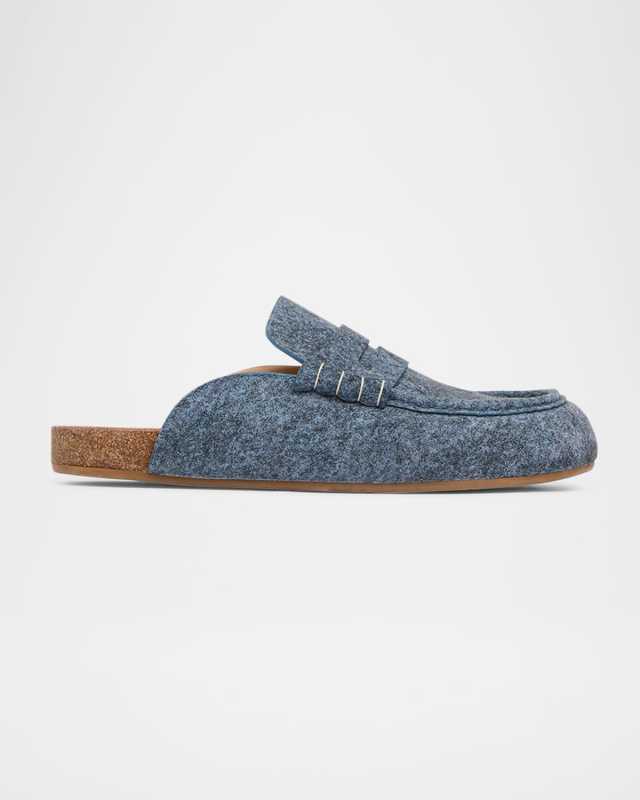 Suede Stitch Loafer Mules